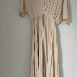 Mango Cream Midi Dress with Pleats